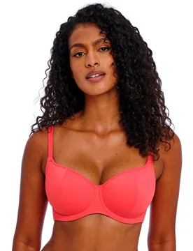 Womens Jewel Cove Underwired Sweetheart Bikini Top - Plain Sunset - Pink Elastane - Size 30d - Freya - FashionsVida