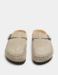 Woven Suede Corkbed Mule Sandals Stone male