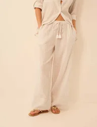 Cotton Rich Sparkly Striped Beach Trousers Gold female