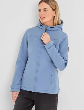 Women's 'Keld' Shower Resistant Hooded Softshell Jacket in Pale Blue Size: 12 - Pale Blue - Size: 12 - TOG24 - FashionsVida