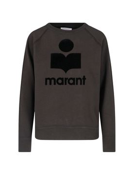 Cotton-Blend Sweatshirt Sweater with Flocked Edge Detail