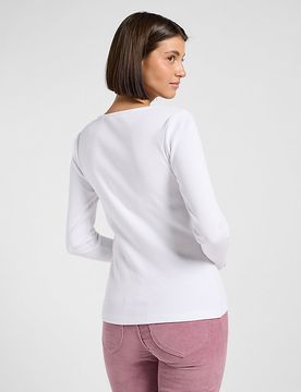 Slim Long Sve Square Neck Top Bright White Größe M female