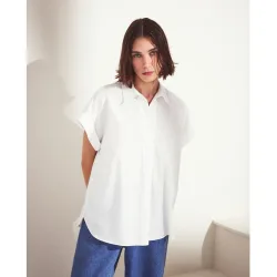 Blusa popelín de mujer cuello desmontable