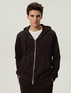 Felpa da Uomo con Cappuccio e Zip in Seta e Cotone Silkerry™, XXL