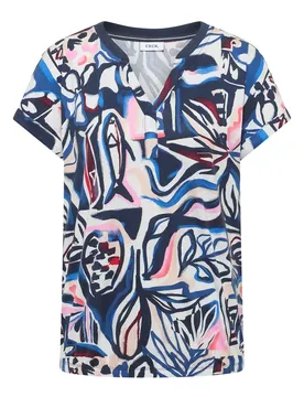 TOS AOP Rib Collar Tunic female