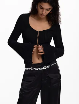 T-shirt à boutons-pression à lien BLACK L female - Desigual - FashionsVida