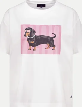 T-Shirt mit Dackelprint Weiß 40 - monari - FashionsVida