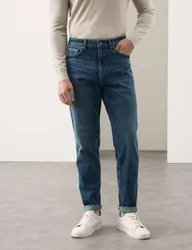 Tapered Fit Japanese Selvedge Stretch Jeans Medium Blue male