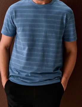 T-shirt in cotone a righe - blu scuro