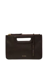 Women's 'Guinevere' Leather Clutch Bag in Dark Brown - Dark Brown - Size: One Size