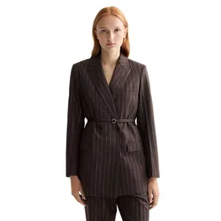 Blazer Double Breasted Lurex Pinstripe Chocolate Plum S