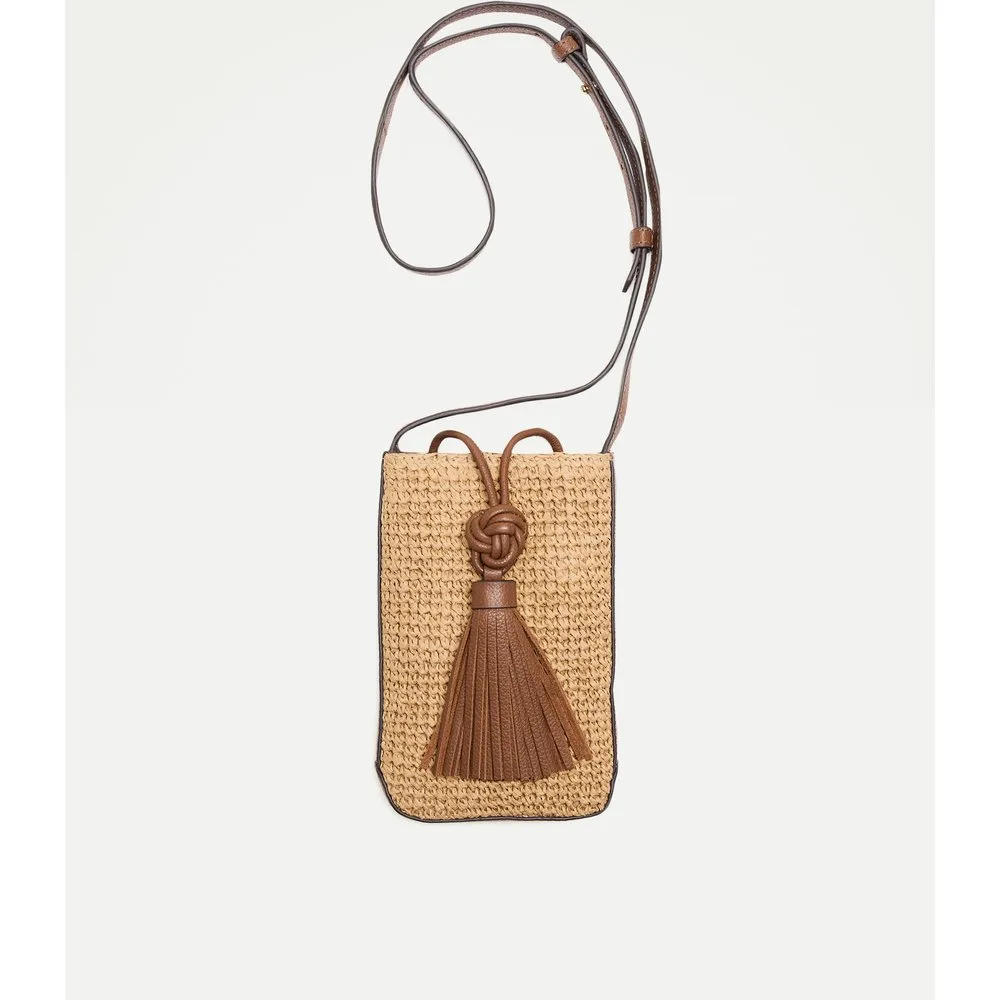 Bandolera de rafia piel borla - Latouche - FashionsVida