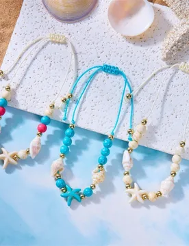 Bohemian Coastal Style Stackable Bracelets, Colorful Bead Starfish Conch Handmade Adjustable Beach Anklet Bracelet Jewelry - Aliexpress - FashionsVida