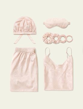 Ensemble Caraco Soie Extensible Motif Cerisier Rose S à XXL