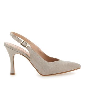 Décolleté Slingback Platino Con Glitter 487 40