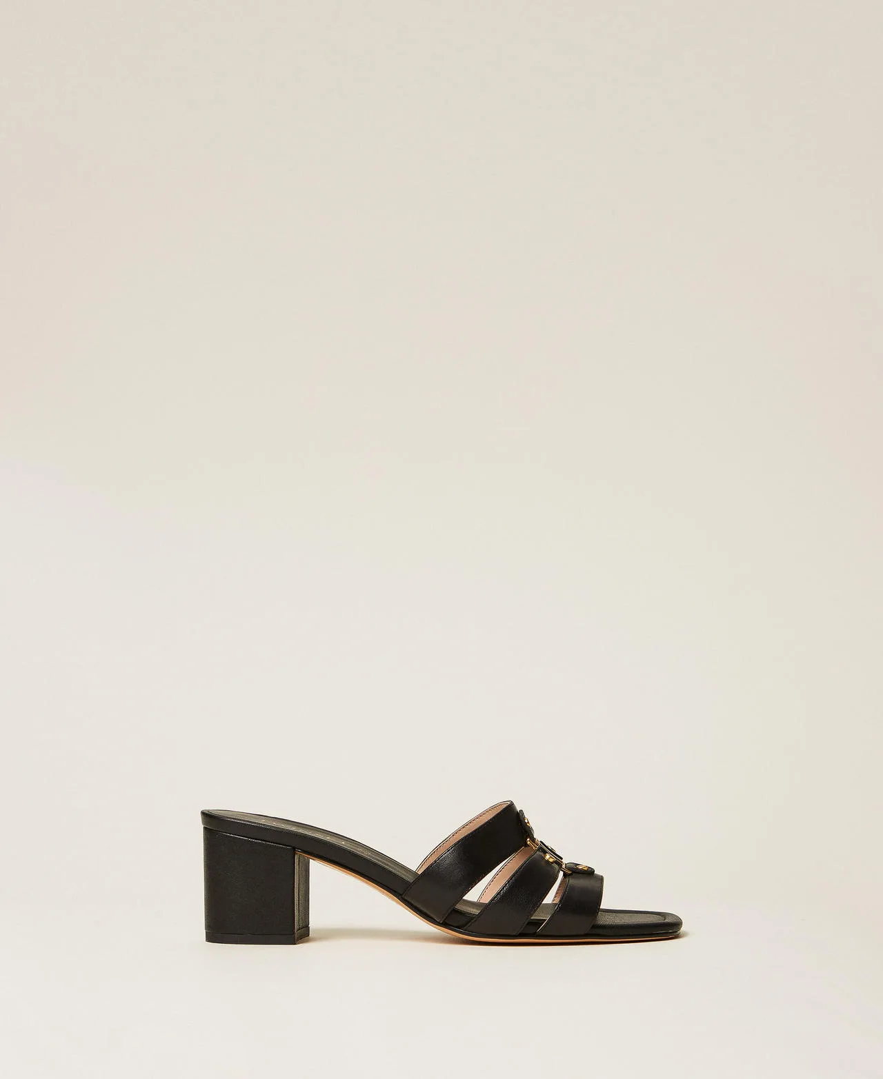 Sandales mules en cuir avec logo - TWINSET - FashionsVida