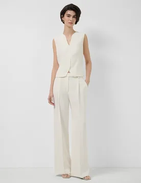 Pantalón de mujer recto con pinzas crepe - Roberto Verino - FashionsVida