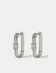 Cubic Zirconia Hoop Earrings Silver female