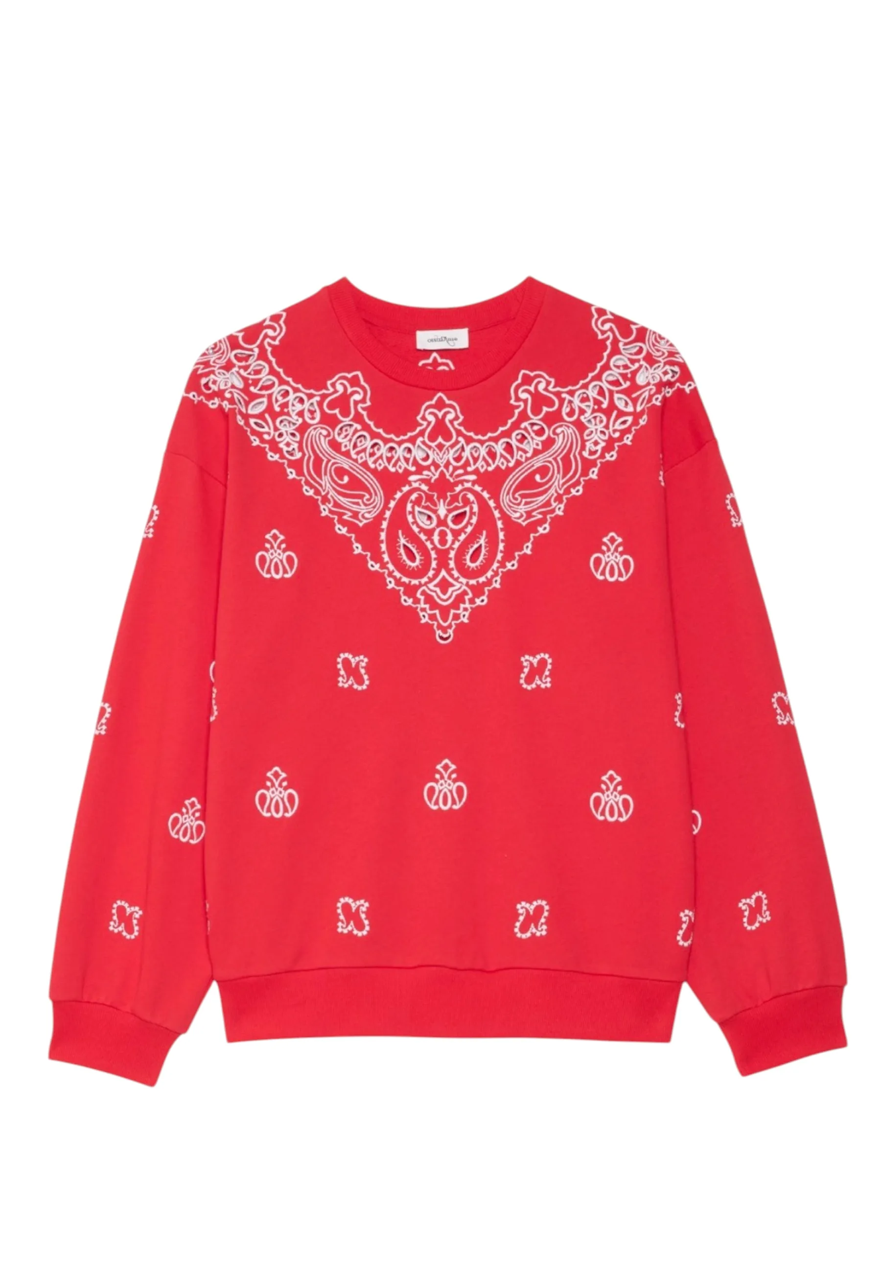 Felpa girocollo Donna ricamo in pizzo sangallo - OTTOD'AME - FashionsVida
