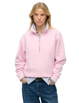 Sweat à Demi-zip Essential Logo Embroidered Pink Lady S - Superdry - FashionsVida