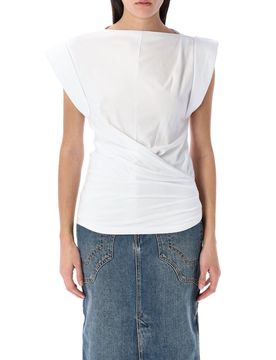 Maisan Draped Cap-sleeve Top