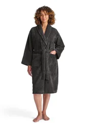 Women's 'Supersoft Cosy' Plush Microvelour Bath Robe in Charcoal Size: Large - Charcoal - Size: L
