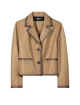 Chaqueta de cuero beige 42