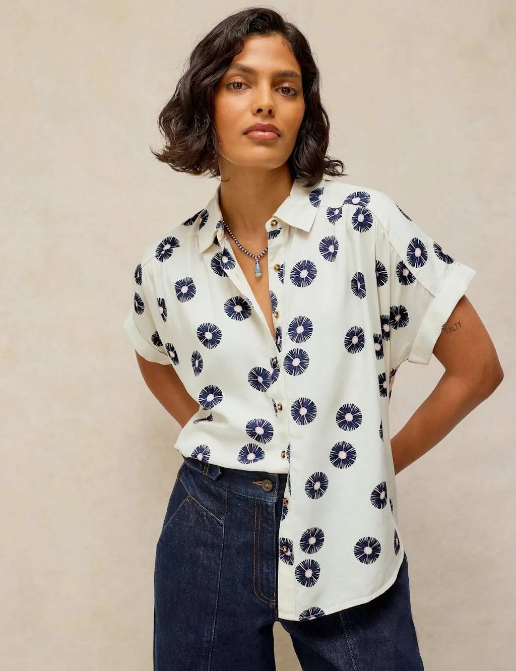 Lyocell Rich Floral Shirt White Mix female - White stuff - FashionsVida