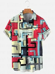 Geometry Short Sleeve Casual Print Shirt Men's For Women's 3D Printed Hawaiian Shirts