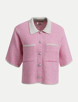 Bouclé Strickjacke Rosa L - Smith & Soul - FashionsVida