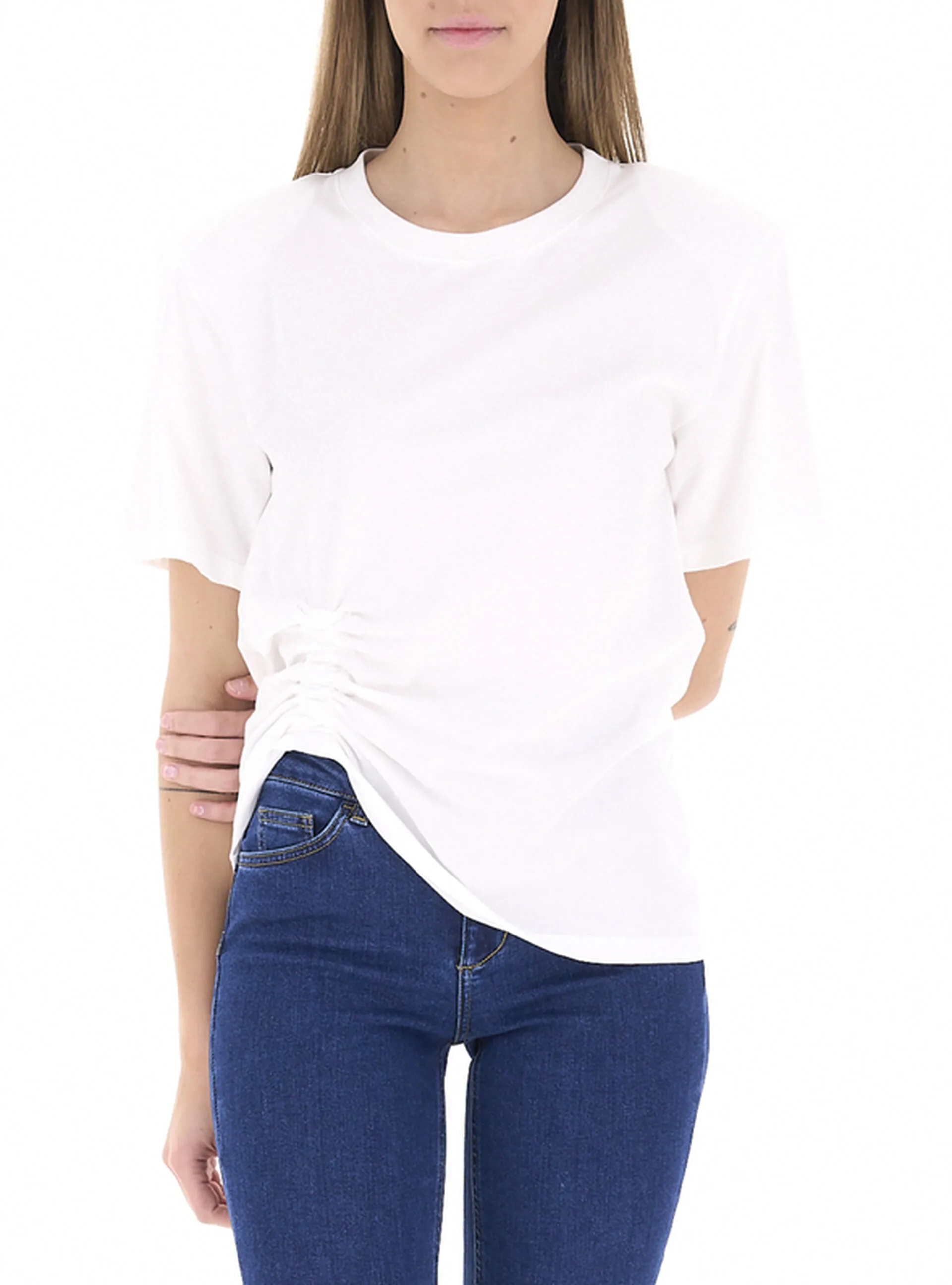 T-shirt con drappeggio BIANCO S - VICOLO - FashionsVida