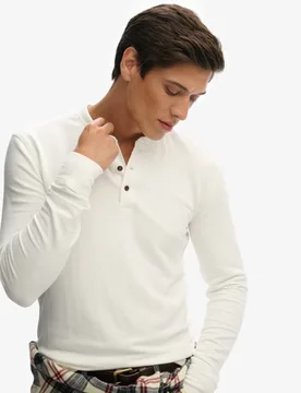 Superdry Herren The Merchant Store - Henley-shirt Cream - Größe: L - 49.99 - FashionsVida