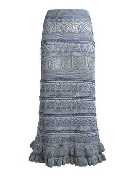 Gonna lunga da donna in maglia con volant