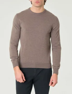 Maglia girocollo color tortora in misto lana e cachemire finezza 12 - Rodolfo Pellizzari - FashionsVida