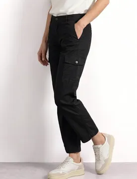 Straight Leg Hose im Cargo-Look female Schwarz