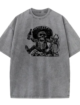 Family Youth Washed T Shirt Funny Skeleton Outdoor Tees Pure Cotton Short Sleeve Printed Washed Tee Shirt O Neck - Aliexpress - FashionsVida