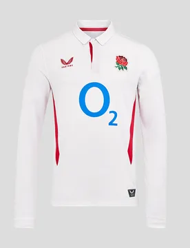 Men’s England Rugby 25/26 Home Classic Long Sleeve Shirt – Brilliant White BRILLIANT WHITE/LIPSTICK RED 3XL male - Castore - FashionsVida