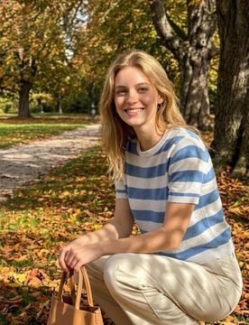 Maglione a righe con viscosa - blu