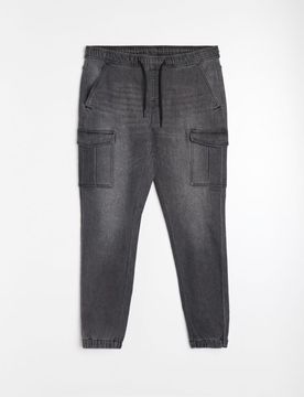 Jeans Cargo Jogger Con Effetto Lavaggio - grigio