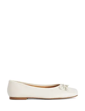 Leather Square Toe Ballet Pumps Ecru female - Dune london - FashionsVida