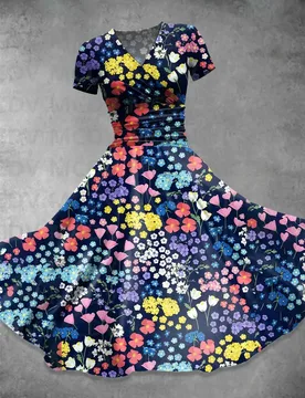 Women's Flower Art Print Casual Dress 3D Printed Sexy V-neck Dress Female Dresses - Aliexpress - FashionsVida