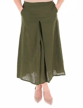 Gonna in lino VERDE OLIVA 21 - PERSONA by MARINA RINALDI - FashionsVida