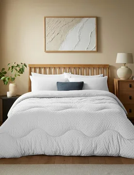 Tufted Dots 10.5 Tog Coverless Duvet Set White - Night Lark - FashionsVida