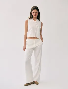 Pantalón recto de mujer con bordados - Brownie - FashionsVida
