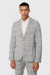 Men's Check Weave Slim Fit Suit Jacket Natural Size 40 Natural 40