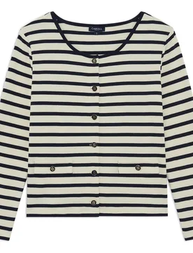 Cárdigan de mujer con escote barco y estampado de rayas - Caroll - FashionsVida