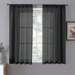 Piezas Cortinas transparentes de unicolor, paneles de ventana de tul ligero y desmontables para dormitorio y sala de estar