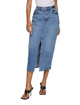 Gonna Di Jeans Jaf Medium Blue Denim / Wash Mbd-011 42 - Vila - FashionsVida