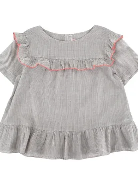 Bonpoint White & Black Striped Top - Bonpoint - FashionsVida