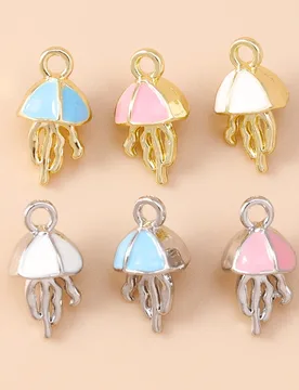 Leslie 5pcs Cute Ocean Animals Enamel Mini Jellyfish Dangle Charm Beads for Brand Sterling Silver Bracelet Making DIY Pendants - Aliexpress - FashionsVida